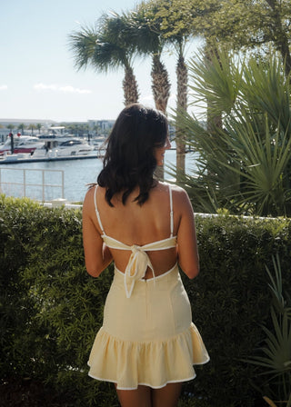 Sunny Day Cut - Out Flounce Mini Dress with Contrast Piping - Verte Boutique