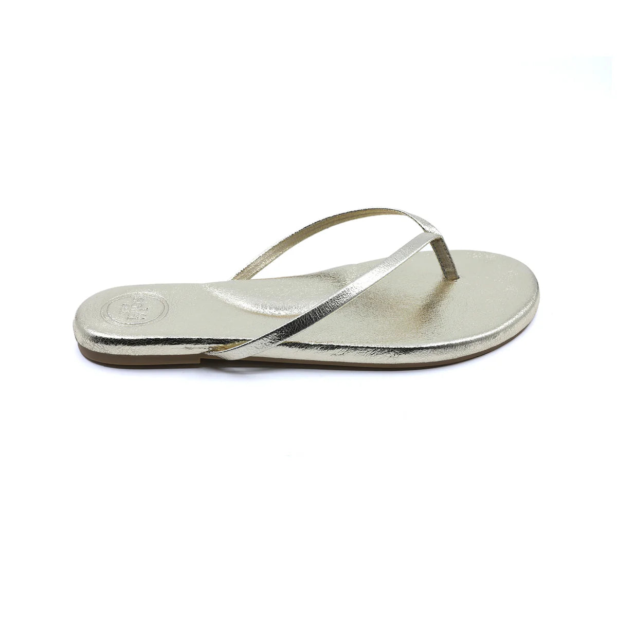 Gold Faux Leather Flip Flops