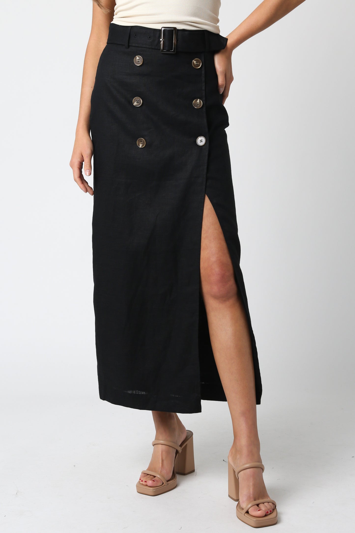 Button Front Skirt