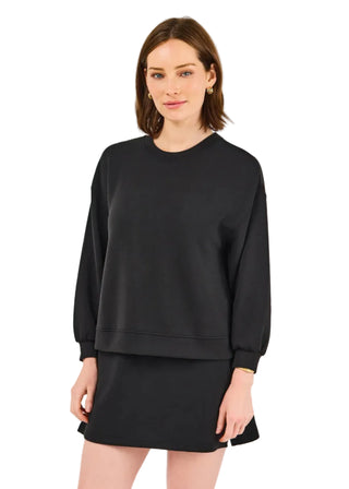 Black CloudSilk Long Sleeve Crew Neck Lounge Top - Verte Boutique
