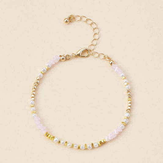 Pearl & Glass Beaded Basic Anklet