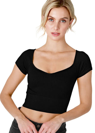 Cap Sleeve Sweetheart Crop Top - Verte Boutique