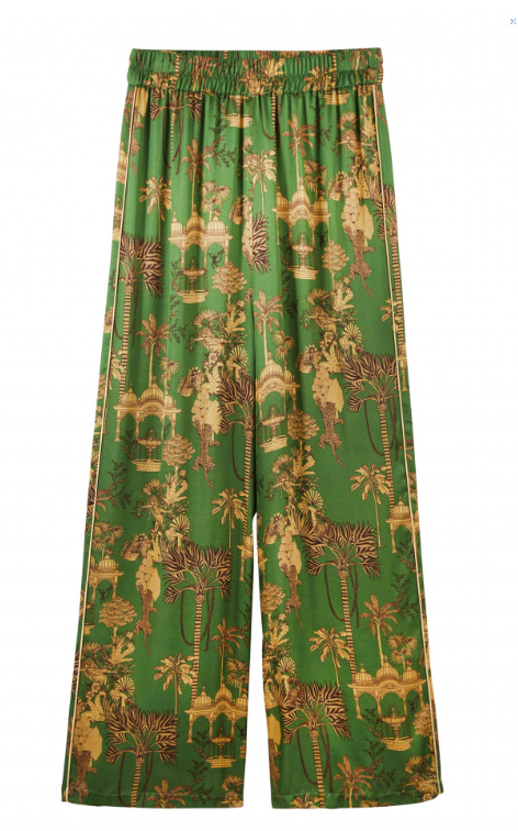 Tropical Satin Pant with Piping