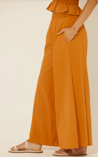 Smocked Waist Cotton Wide Leg Pants - Verte Boutique