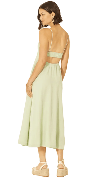 Open Back Smocked Midi Dress with Pockets - Verte Boutique