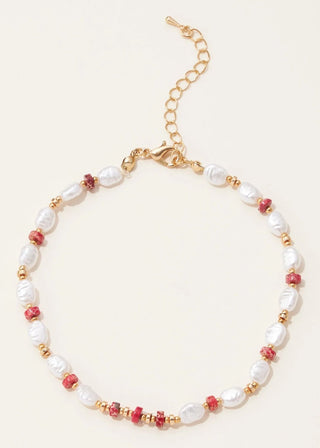 Pearl and Pipe Natural Stone Beaded Anklet - Verte Boutique
