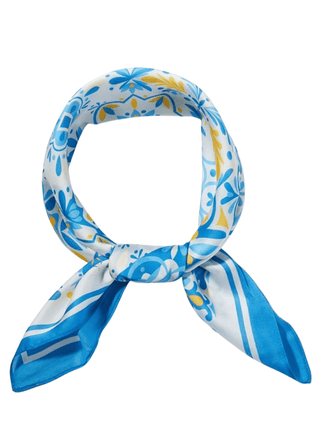 Sky Blue Mosaic Tile Square Bandana Scarf – European Summer Accessory - Verte Boutique