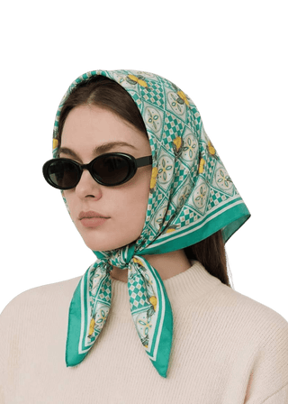 Mosaic Lemon Print Square Bandana Scarf - Verte Boutique