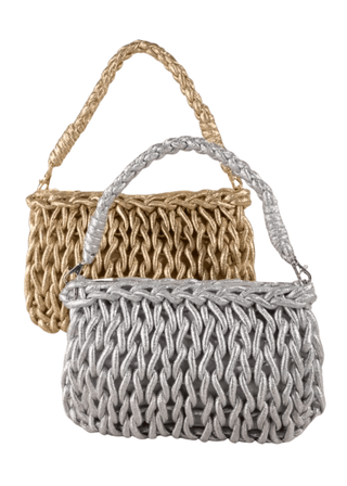 Metallic Knotted Woven Shoulder Bag - Verte Boutique
