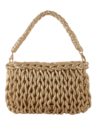 Metallic Knotted Woven Shoulder Bag - Verte Boutique