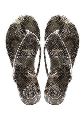 Solei Sea Metallic Lizard Vegan Leather Flip Flops with Arch Support - Verte Boutique
