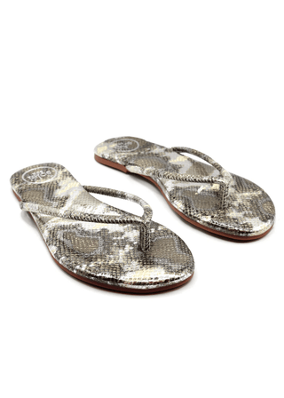 Solei Sea Metallic Lizard Vegan Leather Flip Flops with Arch Support - Verte Boutique