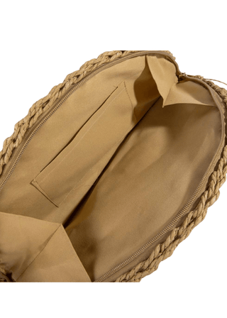 Straw Woven Half Moon Clutch Bag - Verte Boutique