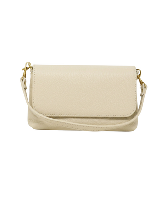 Beige crossbody bag on a white background
