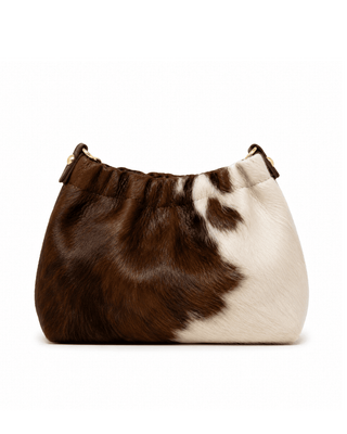 Leather Cowhide Gathered Crossbody Bag - Verte Boutique