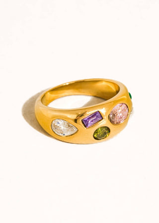 Multi - Gemstone Non - Tarnish Dome Ring - Verte Boutique