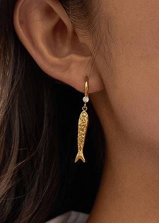 Non - Tarnish Gold Sardine Drop Earrings - Verte Boutique