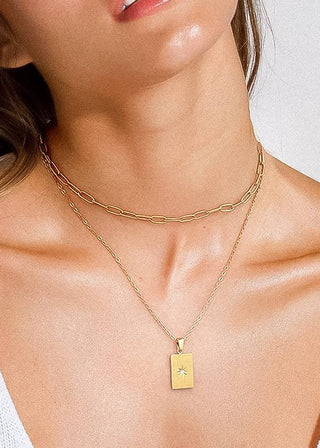 Gold Non - Tarnish Layered Astro Chain Necklace - Verte Boutique