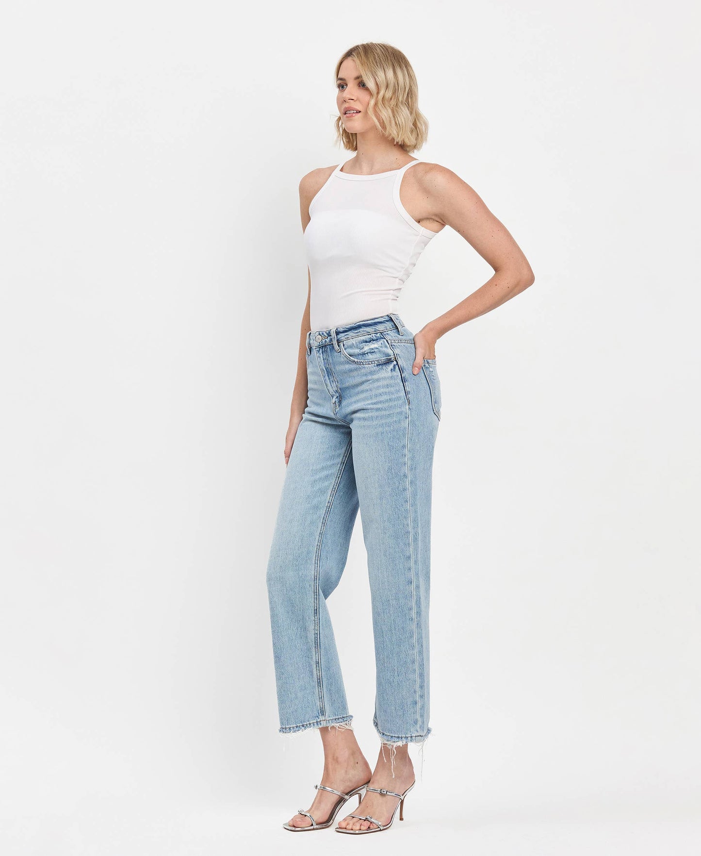 High Rise Slim Wide Jeans