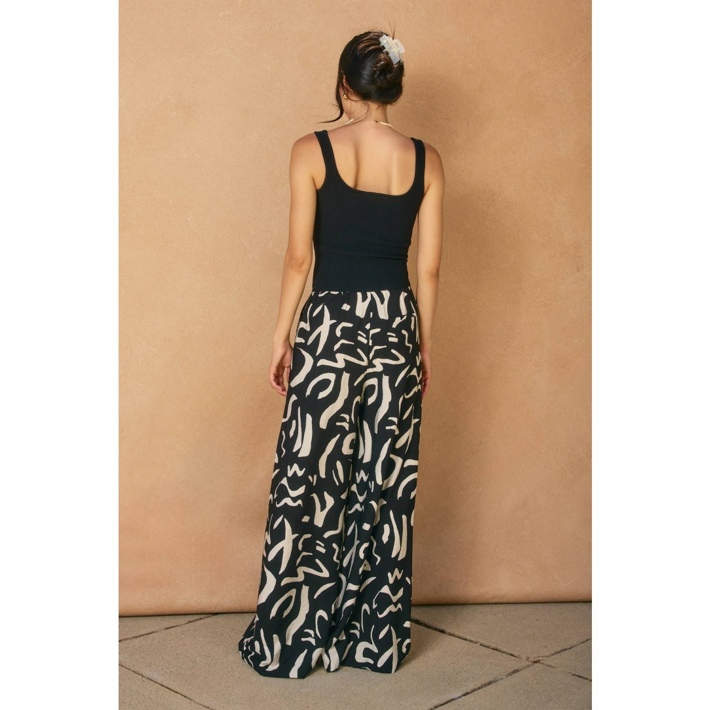 Geo Print Wide Leg Pants
