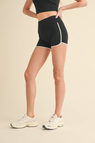 High-Waisted Contrast Shorts - Verte Boutique