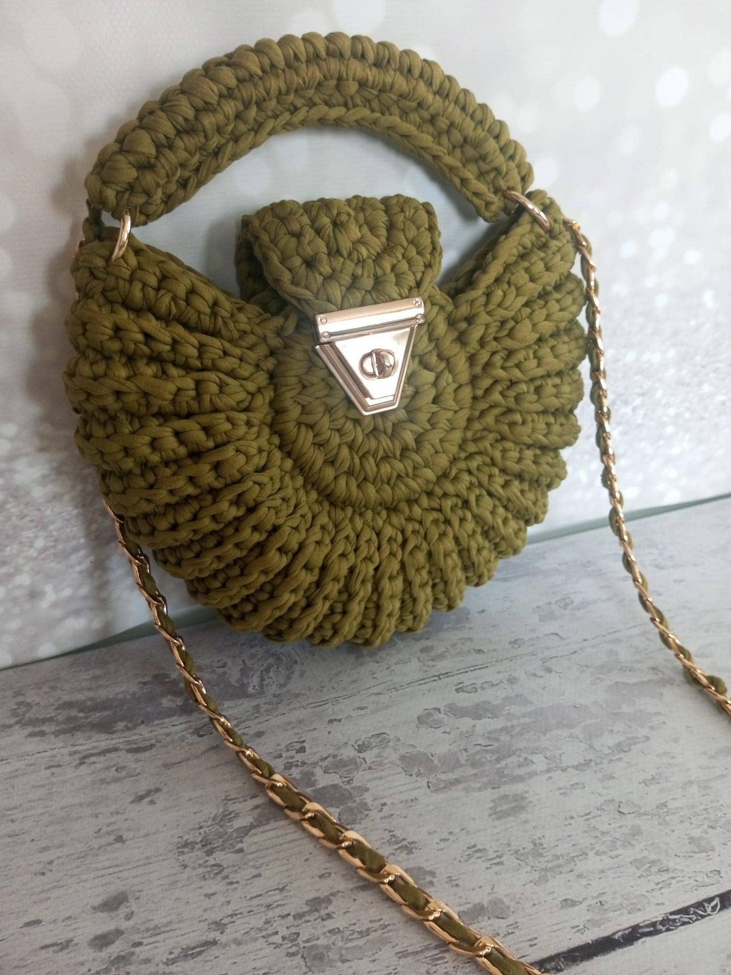 Round Mussel Crochet Handmade Bag