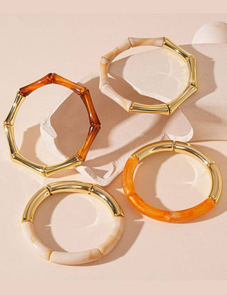 Tortoise and Gold Bamboo Bracelets - Verte Boutique