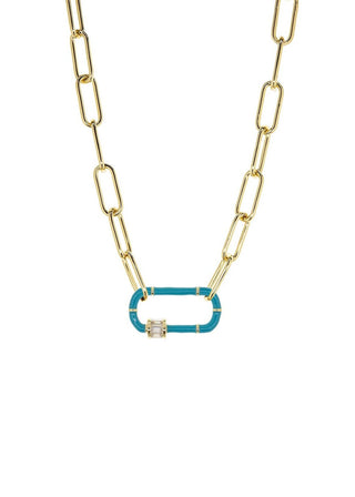 Enamel carabiner brass necklace - Verte Boutique