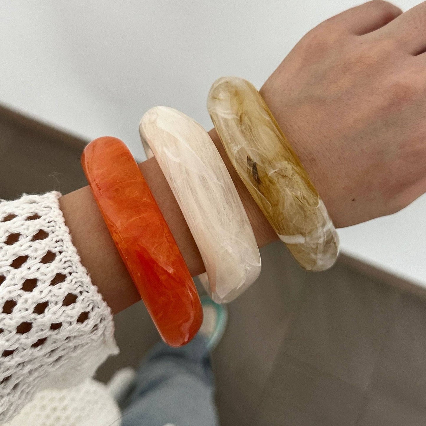 Acrylic Resin Bangle Bracelets