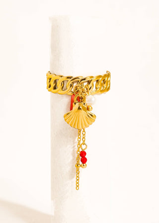 Shell Dangle Chain Ring - Verte Boutique