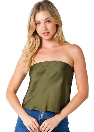 Lamia Strapless Satin Tube Top – Chic Elastic Evening Bandeau - Verte Boutique