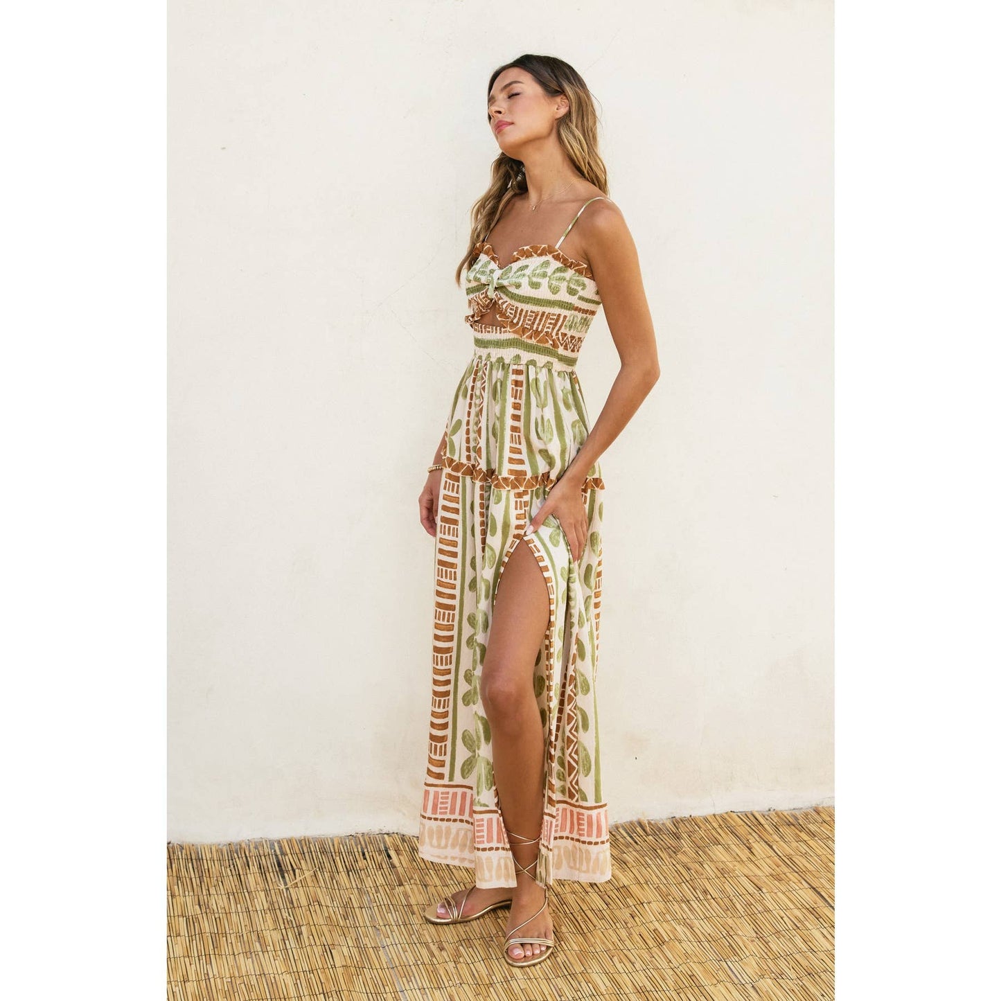 Cutout Smocked Maxi Dress
