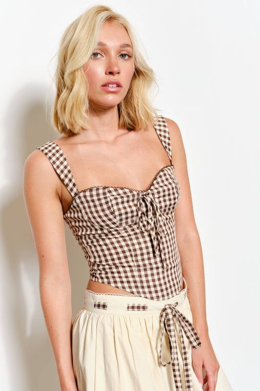 Gingham Bustier Top