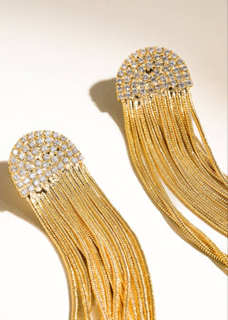 Rhinestone Fringe Earring - Verte Boutique