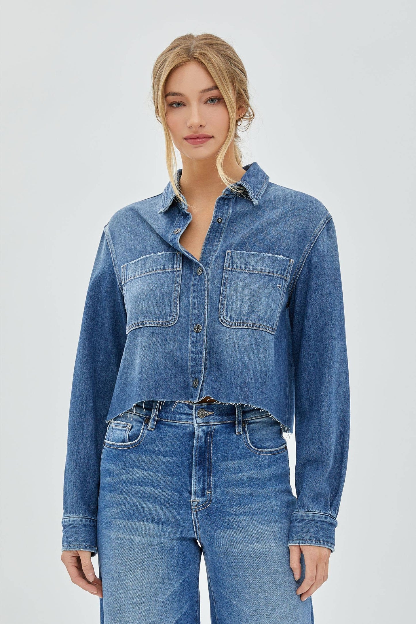 Cropped Denim Shirt