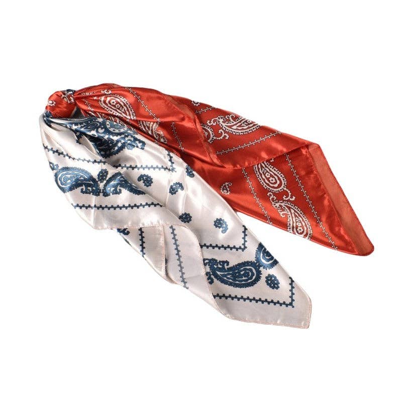 Contrast Bandana Print Satin Scarf