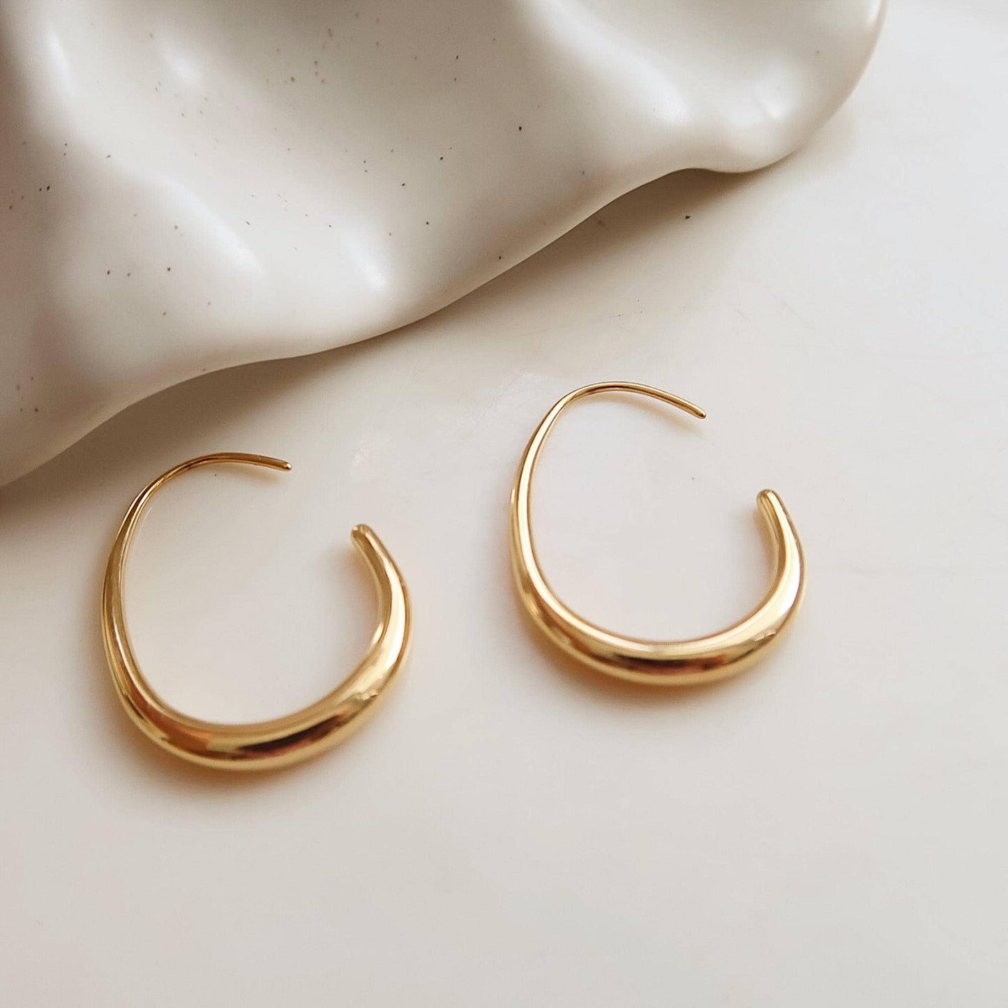 Gold Non-Tarnish Minimalist Open Hoop Earrings