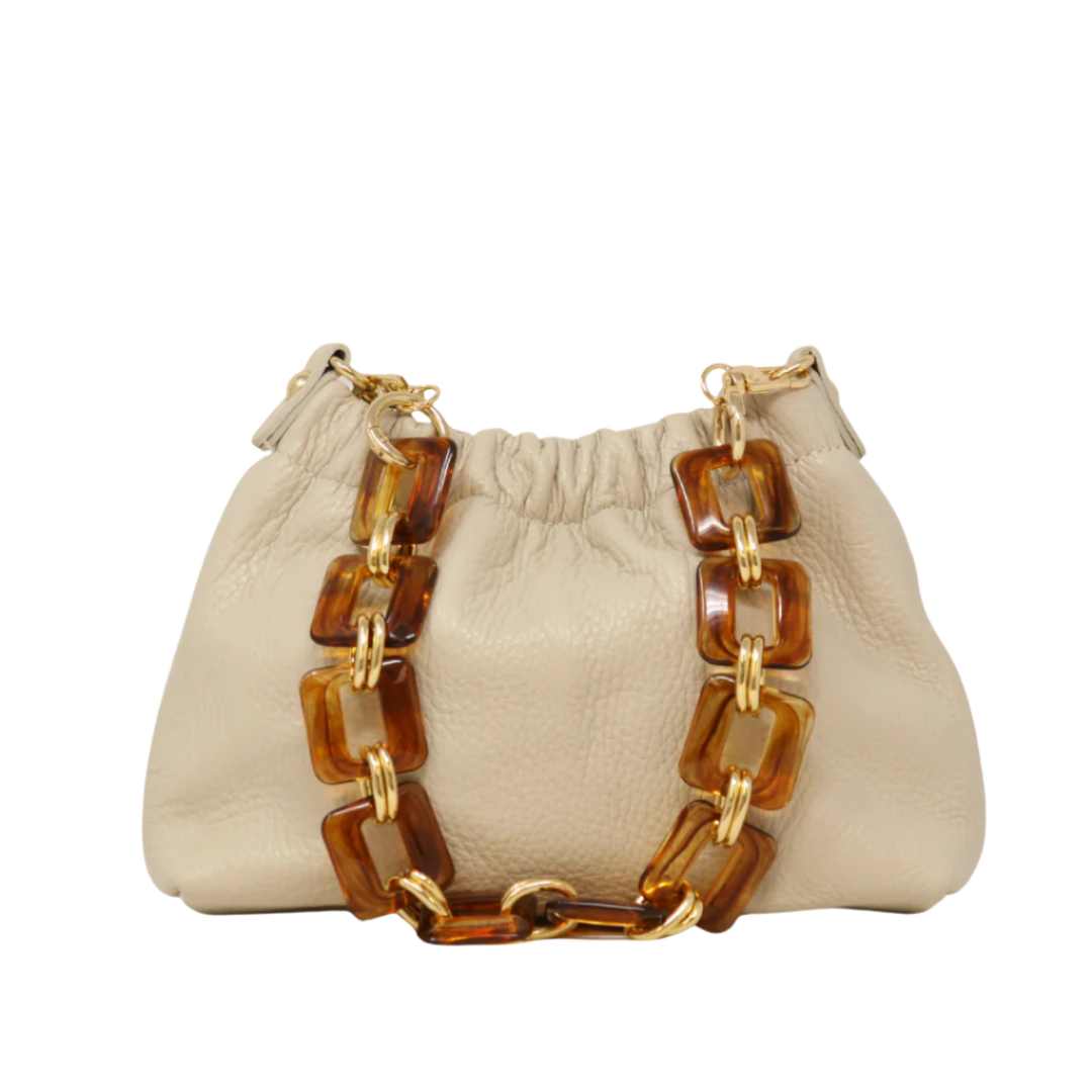 Italian Leather Ruched Clutch