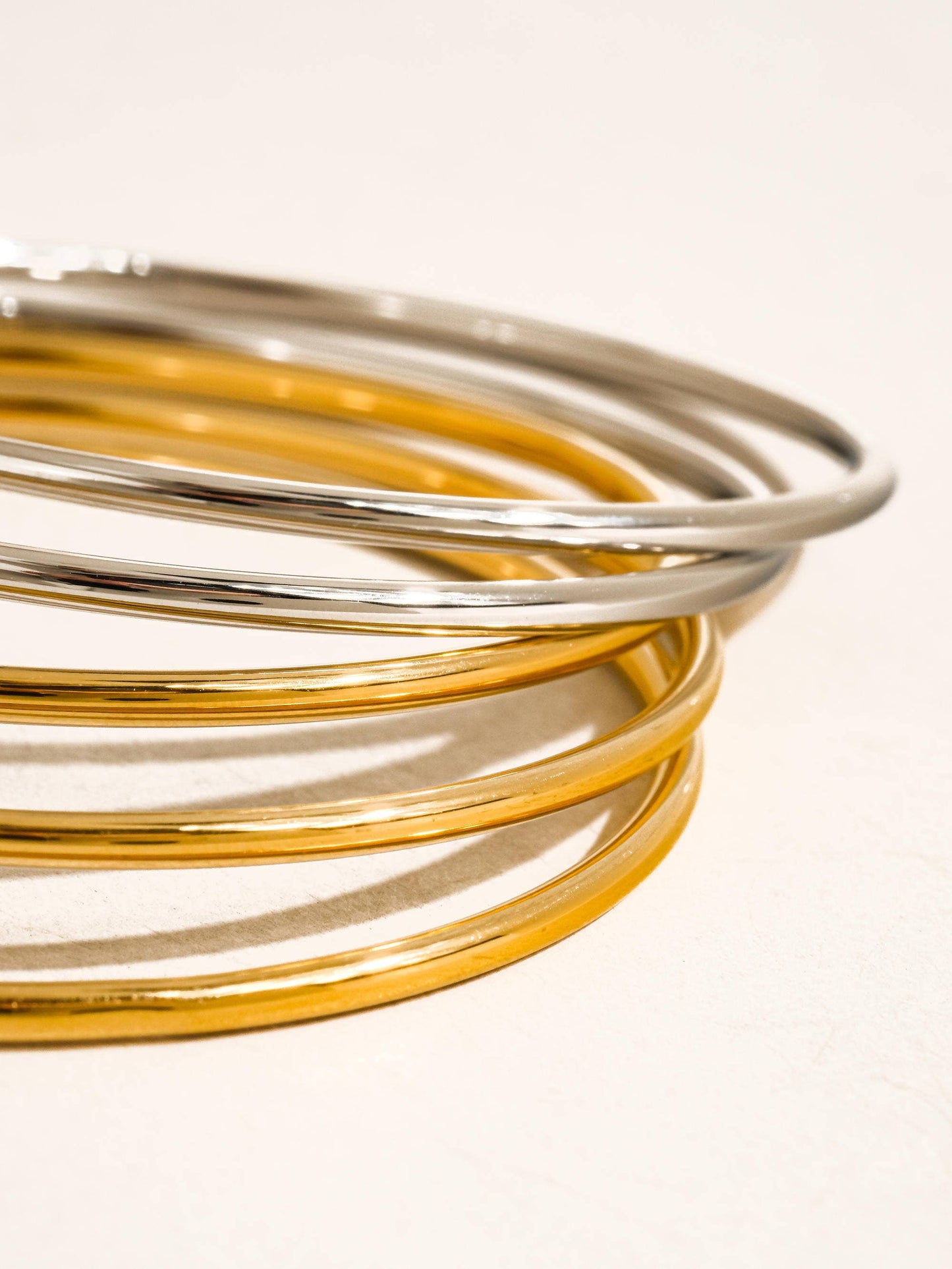 Gold Non-Tarnish Classic Thin Bangle Set