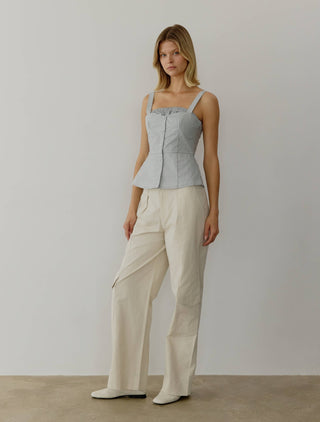Poplin Bustier Square Neck Top - Verte Boutique
