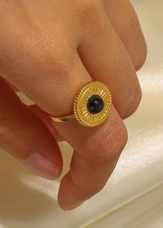 Gold Non - Tarnish Black Onyx Ring - Verte Boutique
