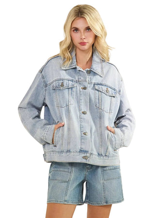 Tiger Stripe Statement Oversized Denim Jacket - Verte Boutique