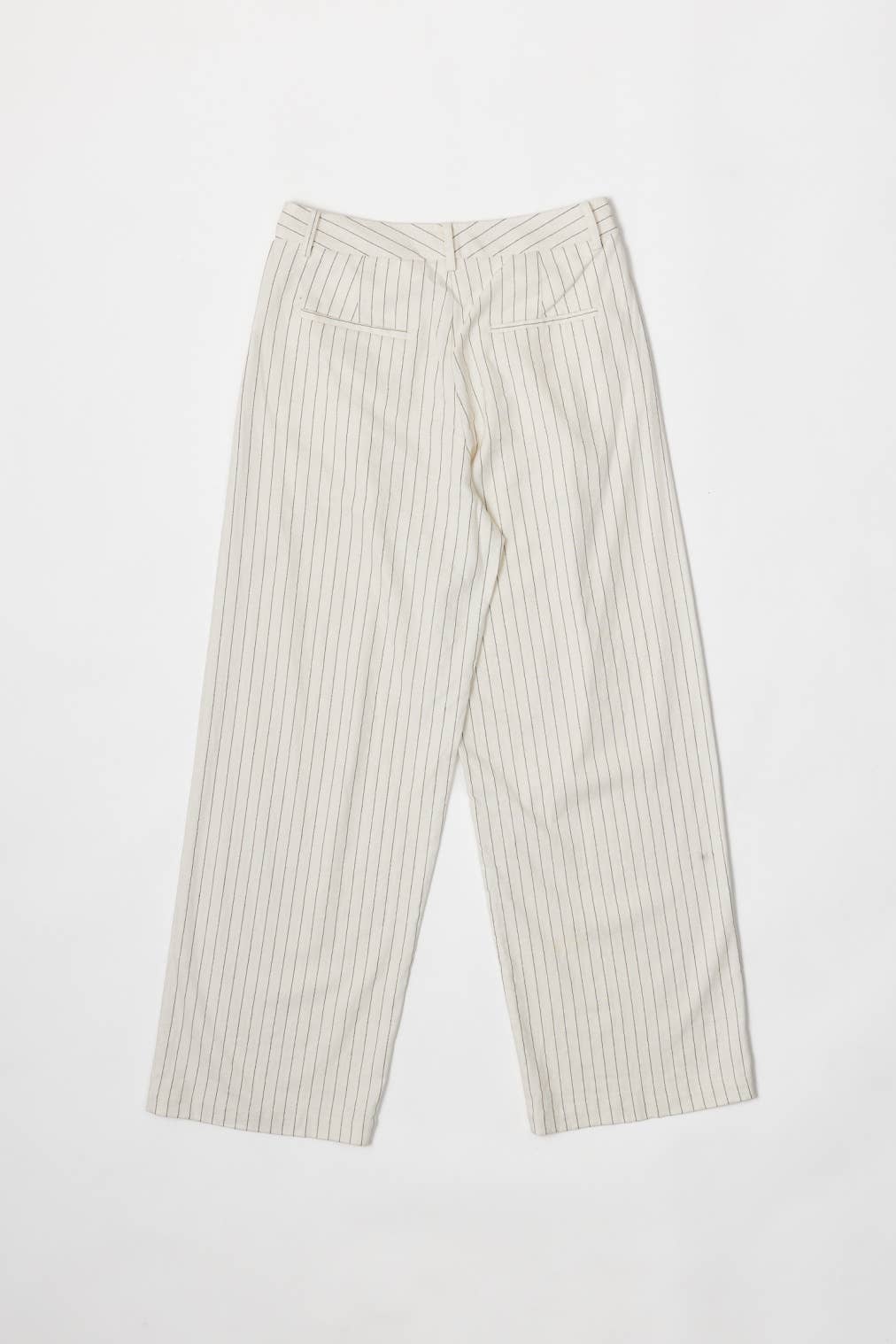 Striped Straight Leg Linen Trousers