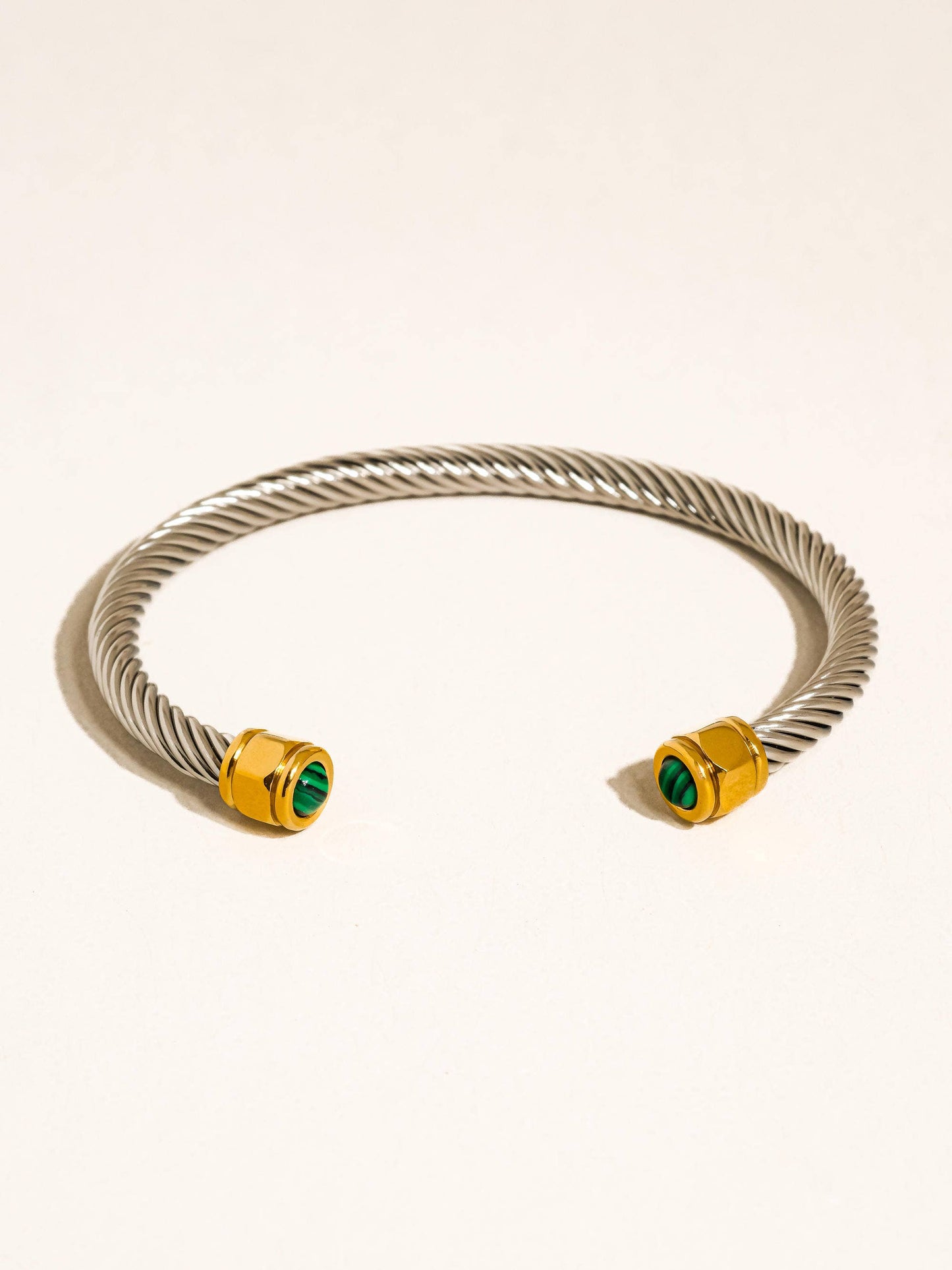 Gold Non-Tarnish Stone Braided Bangle