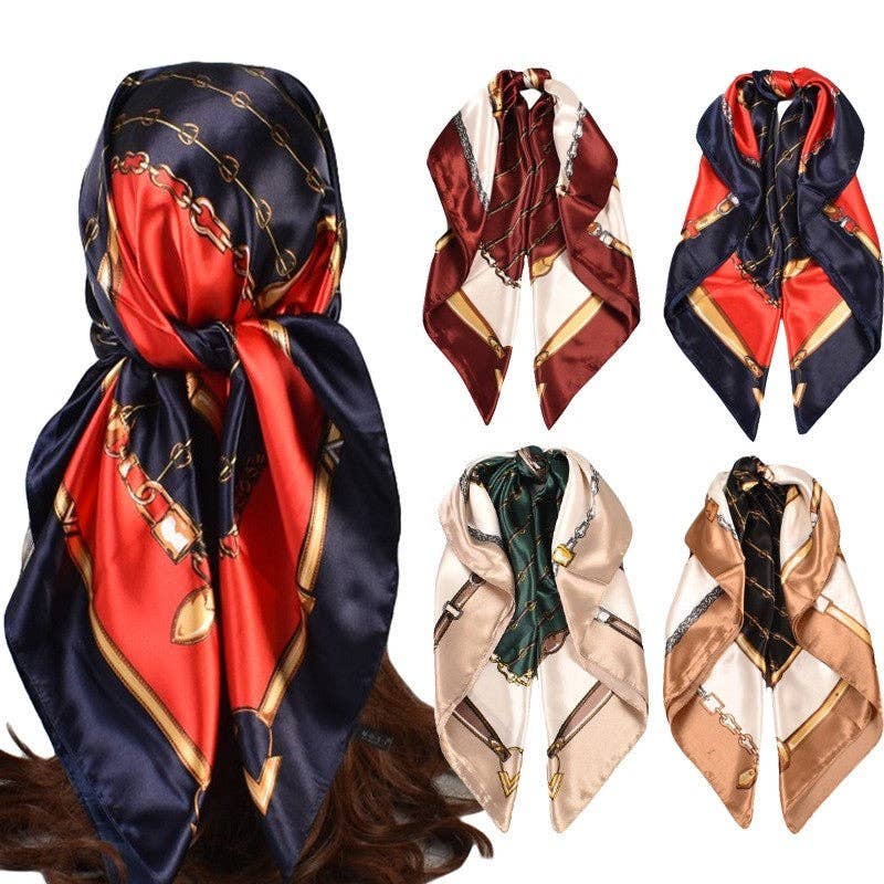 Horsebit Border Satin Scarf