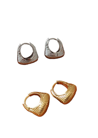 Gold & Silver Non - Tarnish Textured Hoop Earrings - Verte Boutique