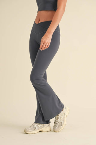 High Waist Crossover Flare Legging - Verte Boutique