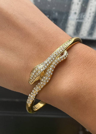 Estiva 18K Gold Serpent Bracelet – Non - Tarnish CZ Snake Bangle - Verte Boutique