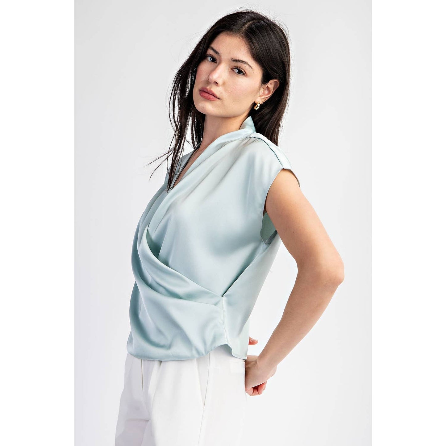 Sleeveless Satin Blouse