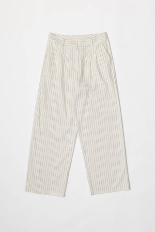 Striped Straight Leg Linen Trousers - Verte Boutique